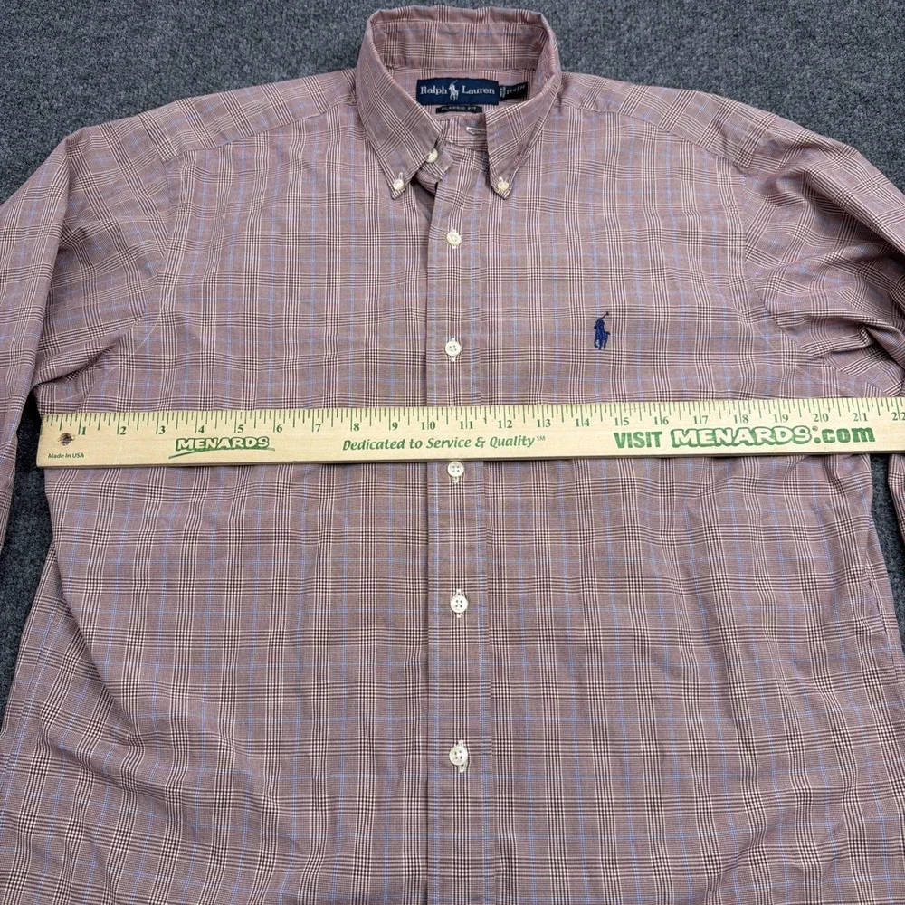 Polo Ralph Lauren Shirt Men M Classic Fit Plaid Cotton Button Down Long Sleeve
